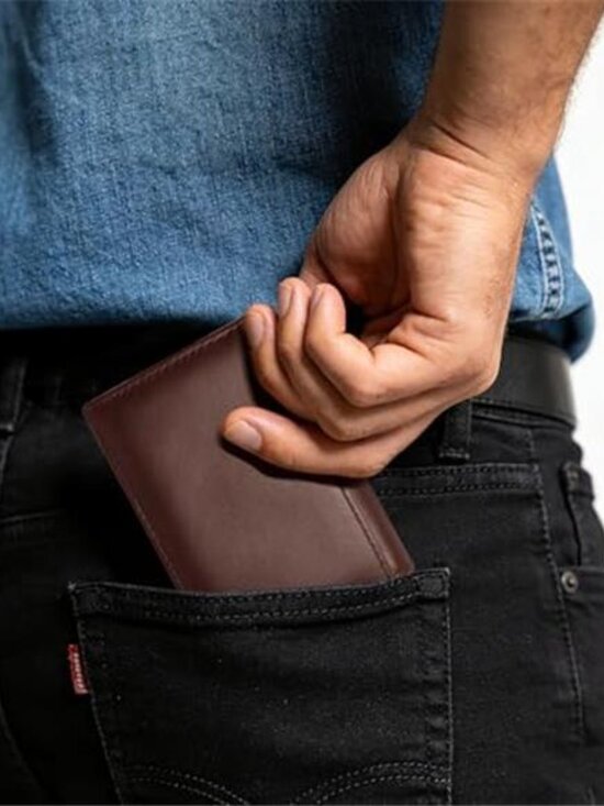 Polare Original Men Men\'s Bifold Wallet Rfid Blocking Genuine Leather Wallet